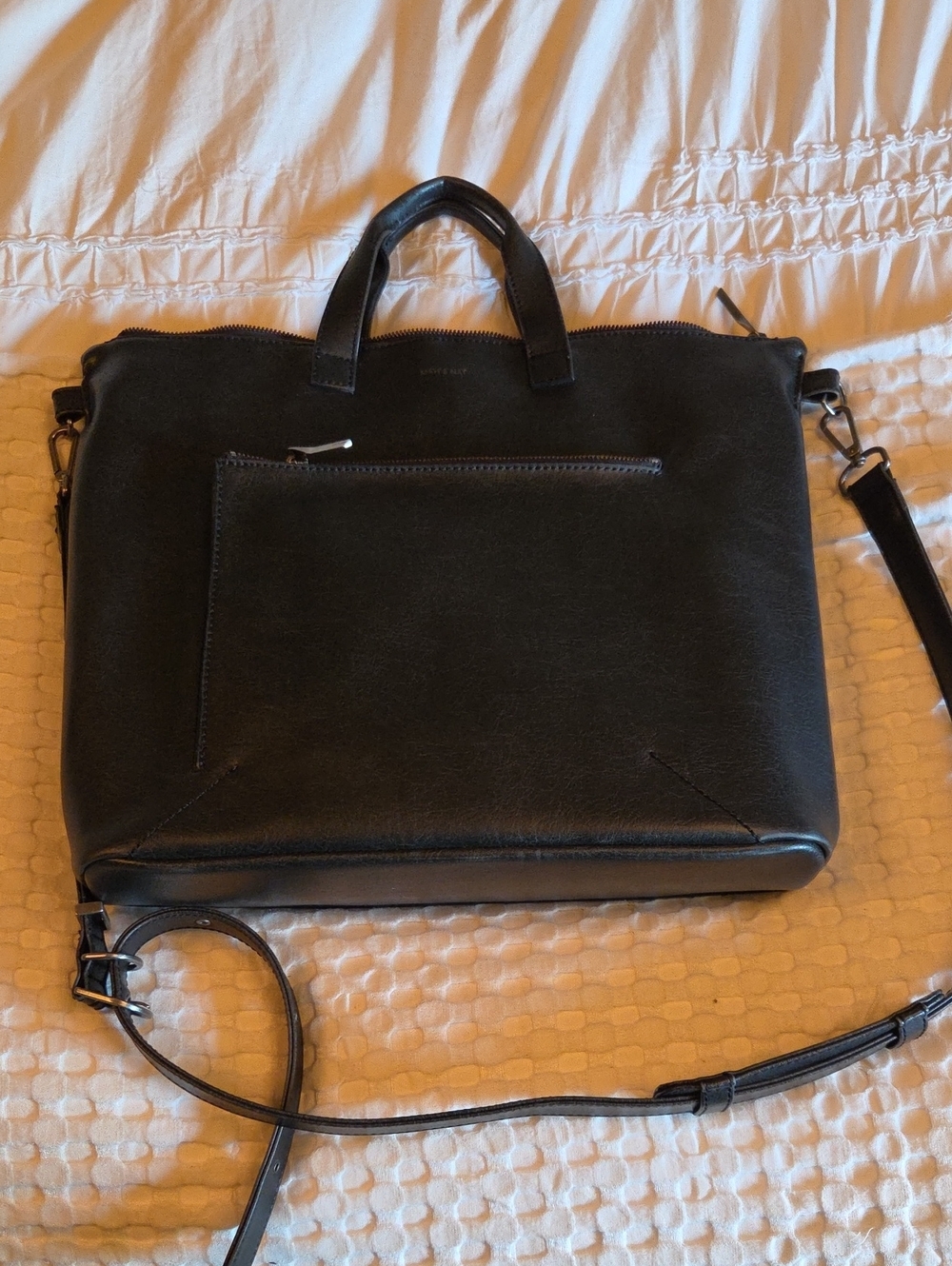 Black Leather Women's Satchel Bag - Brand Unspecified